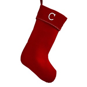 Personalization Mall Classic Christmas Embroidered Initial Burgundy Christmas Stockings - 1 of 3