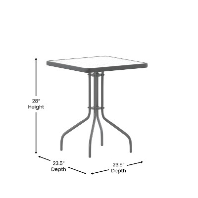 Silver Tempered Glass 47" Outdoor Bistro Table