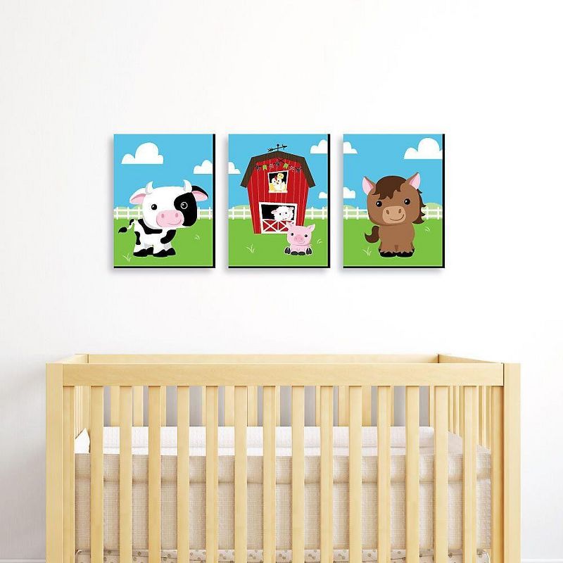 Big Dot of Happiness Farm Animals - Barnyard Nursery Wall Art and Kids Room Decorations - Gift Ideas - 7.5 x 10 inches - Set of 3 Prints, 2 of 8