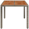 vidaXL Patio Table with Wooden Top Gray 35.4 in.x35.4 in.x29.5 in. Poly Rattan - 3 of 4