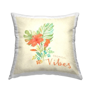 Stupell Industries Tropical Vibes Flower Indoor Decorative Throw Pillow, 18 x 18 - 1 of 3