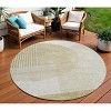 Brown Beige And Ivory Geometric Washable Indoor Outdoor Area Rug - 2 of 4