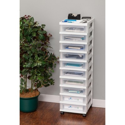 White Clear 10-Drawer Plastic Rolling Storage Cart