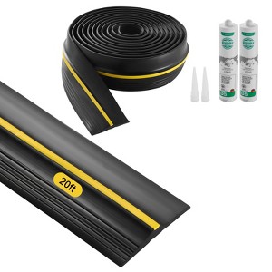 VEVOR Garage Door Threshold Seal Strip, 20 FT Universal Garage Door Floor Seal Strip with Adhesive,Upgraded Thick PVC DIY Weather Stripping , Black - 1 of 4