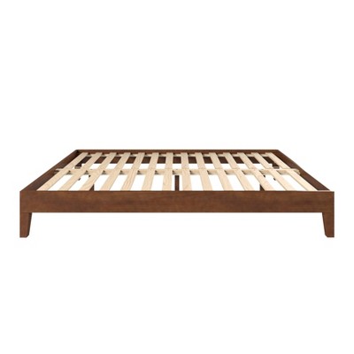 Natural Pine Queen Platform Bed with Slats and Drawer