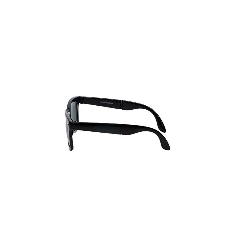 Calabria Classic Folding Wayfarer Sunglasses with 100% UVA/UVB Protection (Black Frame & Green Lens), 3 of 6