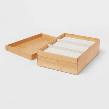 2 Pack Wooden Storage Tray Box With Lid, 9 Compartments Storage ...