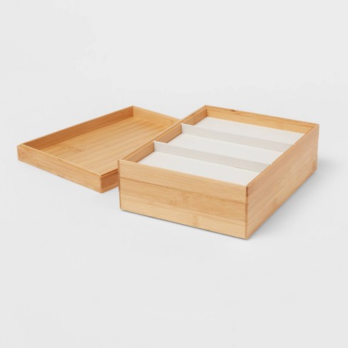 Stackable Bamboo In-Drawer Organizer Trays