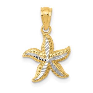 Black Bow Jewelry 14k Yellow Gold and White Rhodium Starfish Pendant, 12mm or 19mm - 1 of 4