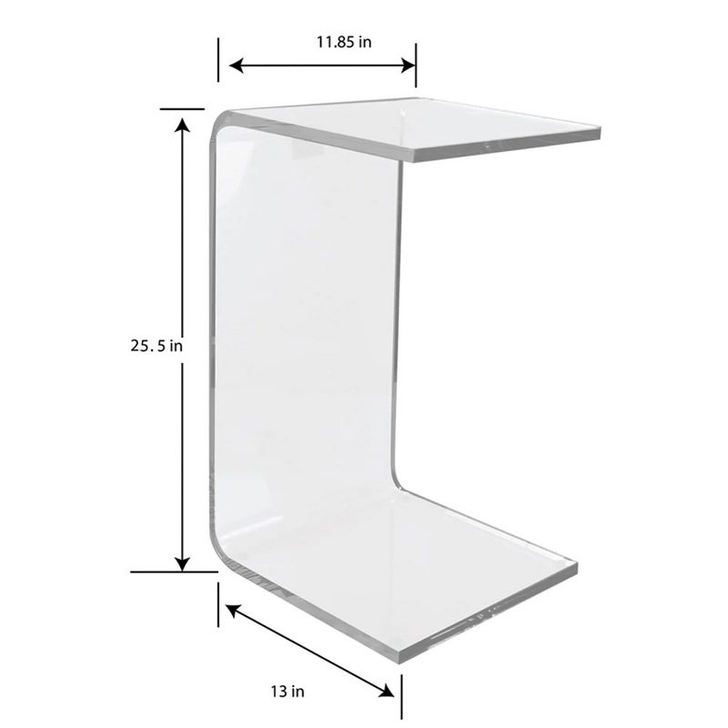 Designstyles Luxurious Acrylic C Shaped Table, Beautiful Living Room Decor, Perfect For Sofas and Beds, 4 of 6