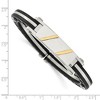 Black Bow Jewelry Men's Stainless Steel, Black PVC & 14k Gold Inlay ID Cuff Bracelet - 4 of 4