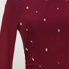 Women's Mesh Long Sleeve Top with Rhinestone Embellishments – Sheer Slim Fit Blouse - 3 of 3