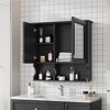 MOEPISY 30 Inch Wall Mounted Home Storage with Doors & Mirror, Adjustable Shelf, Bathroom Storage Cabinet over Toilet Black - 2 of 4