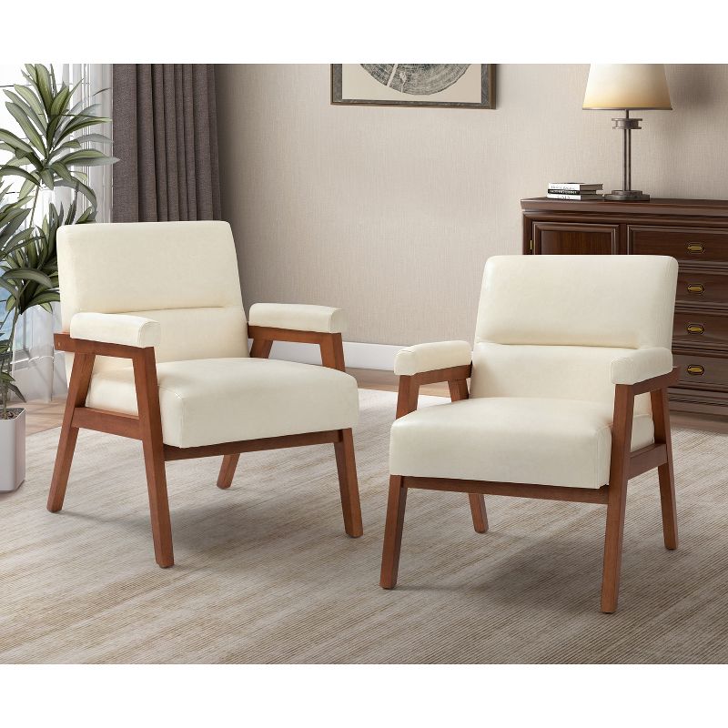 Set of 2 Christaf contemporary-special Vegan Leather Armchair  Solid Wood Legs | ARTFUL LIVING DESIGN, 1 of 11