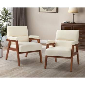 Set of 2 Christaf contemporary-special Vegan Leather Armchair  Solid Wood Legs | ARTFUL LIVING DESIGN