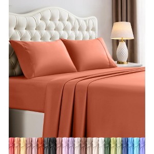 Utopia Bedding 4-Piece Microfiber Sheet Set - Full Size, Orange, Soft ...