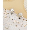 Molenia Triangular Pearl Stud Earrings for Women, 925 Sterling Silver Freshwater Pearl Earrings Dainty Jewelry Everyday Wedding Bridesmaid Gifts - 3 of 4