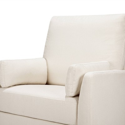 Cream Linen Swivel Recliner with Wood Frame