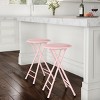 Set of 2 Counter Height Bar Stools – 24-Inch Backless Folding Chairs with 225lb Capacity for Kitchen, Rec Room, or Game Room by Trademark Home (Pink) - 2 of 4