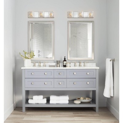 Chic Chrome 25'' Vanity Wall Light with Clear Glass and Wire Detail