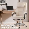 NicBex Office Chair Height Adjustable Modern Velvet Ergonomic Chair Computer Chair with Headrest, Footrest and Armrests for Office, Study, Beige - 2 of 4