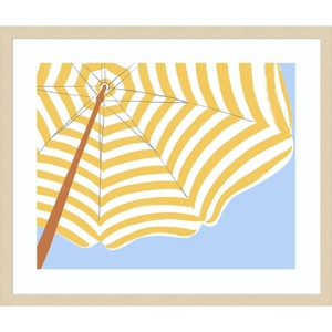 Amanti Art 25"x21" Parasol Beach Stripes II by June Erica Vess Wood Framed Wall Art Print: Modern Decor, Lithograph, Hardwood Frame - 1 of 4