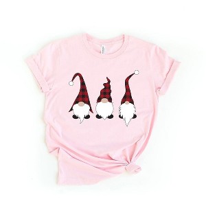 Simply Sage Market Women's Buffalo Check Gnomes Short Sleeve Graphic Tee - 1 of 4