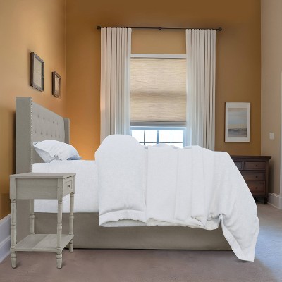 Billy Full Upholstered Panel Bed with Warm Gray Finish and Nightstands