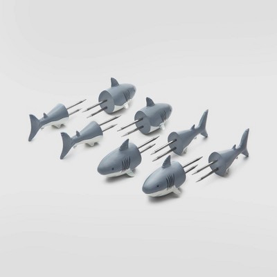 8pk Stainless Steel Shark Corn Holders Gray - Outset