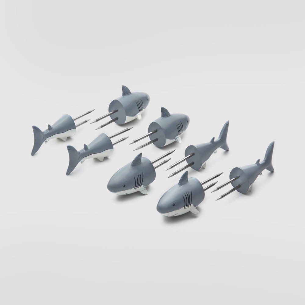 Photos - Other Appliances 8pk Stainless Steel Shark Corn Holders Gray - Outset