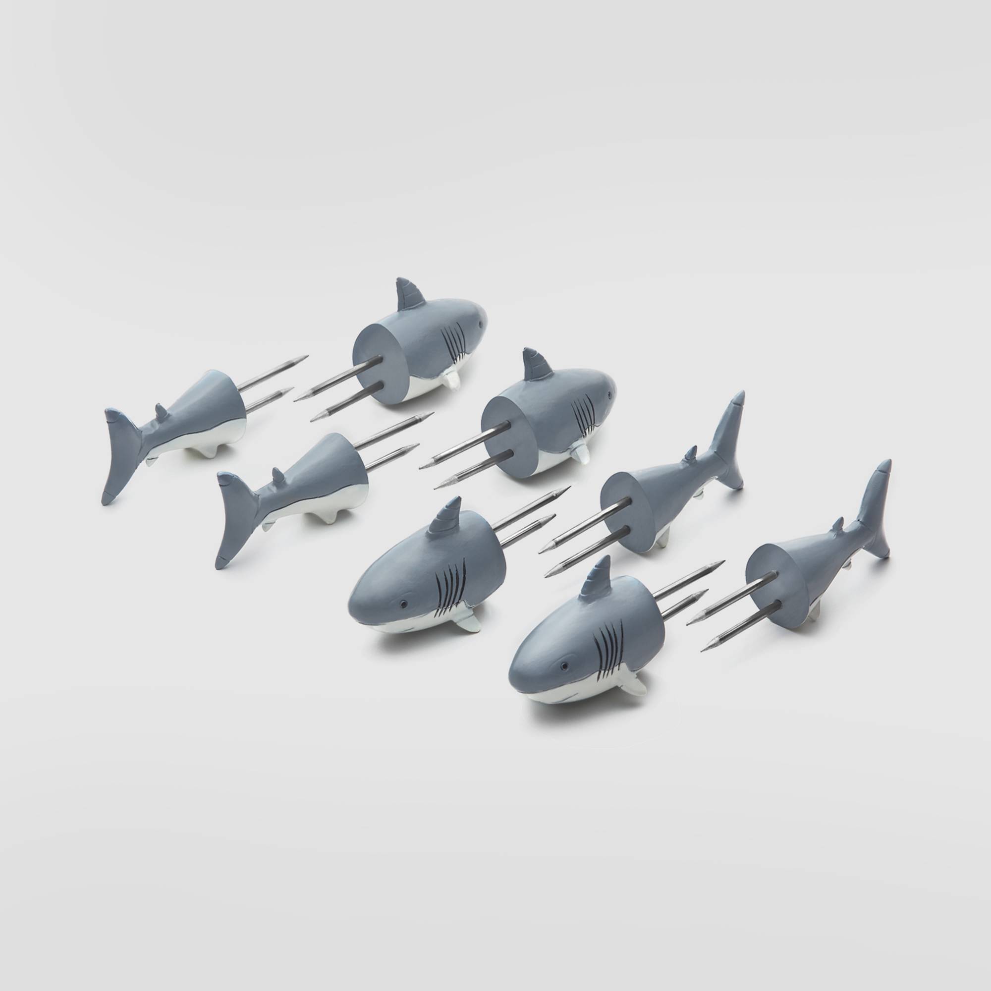 8pk Stainless Steel Shark Corn Holders Gray - Outset