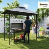 8' x 5' Grill Gazebo with Double Roof, Outdoor BBQ Canopy Gazebo with 2 Side Shelves for Patio Yard Garden Gray - 2 of 4