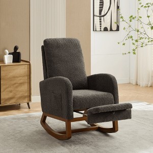 Racxily Rocking Chair for Nursery, High Back Glider Chairs with Retractable Footrest, Accent Armchair with Rubber Wood Legs - 1 of 4