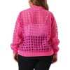 Agnes Orinda Women's Plus Size Hollow Out Long Sleeve Baseball Collar Zip Up Bomber Jackets - 4 of 4
