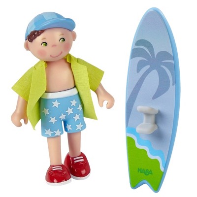 HABA Little Friends Colin - 4" Boy Dollhouse Figure with Surfboard