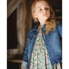 Deux par Deux Girl Denim Jacket Blue with Ruffle Hem and Floral Embroidery - 2 of 4