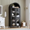 5-Shelf Arched Kitchen Pantry Cabinet with Glass Doors, Farmhouse Display Storage Cupboard Adjustable Shelves for Dining Room Living Room - 3 of 4