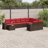 vidaXL 10 Piece Garden Sofa Set with Cushions Brown and Red Poly Rattan - 2 of 4