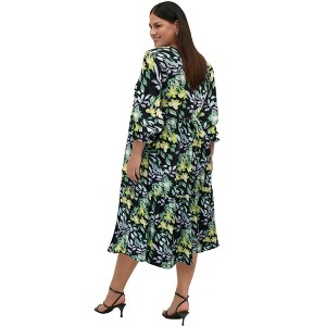 ellos Plus Size V-Neck Tiered Midi Dress - 1 of 4