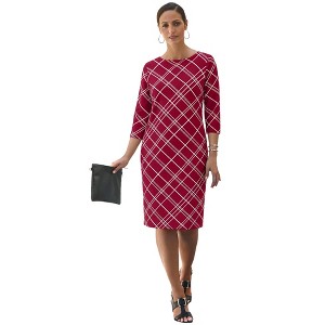 Jessica London Stretch Cotton Boatneck Shift Dress - 1 of 4