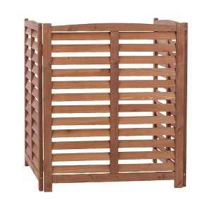 Cesicia 32" W x 38" H 3-Panel Outdoor Air Conditioner Fence, 3-Section Outdoor Wooden Screen, Outside Wood Privacy Fence - 1 of 4