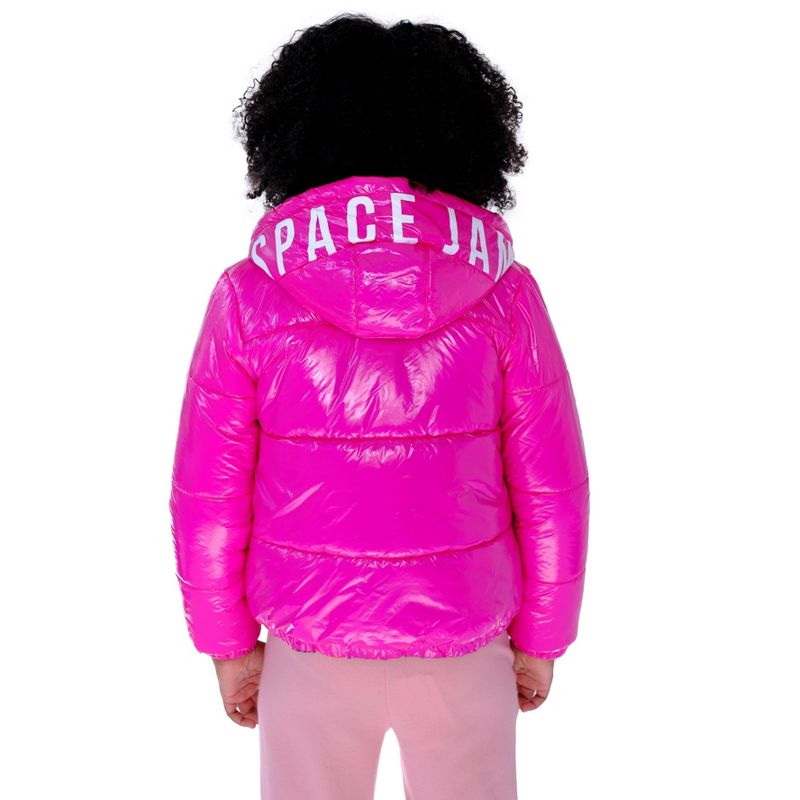 Members Only Girl Cire Puffer With Mash Print Lining Jacket -Fuchsia , Size- 4, 3 of 7
