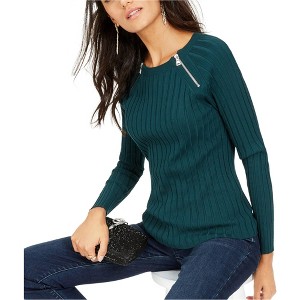 I.N.C International Concepts Womens Shoulder Zip Pullover Sweater, Green, X-Small - 1 of 1