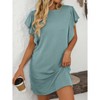 Womens Mini Dress Crew Neck Ruched Sleeve Striped Tee Shirt Dress Summer Fashion Casual Tshirt Dress - 4 of 4