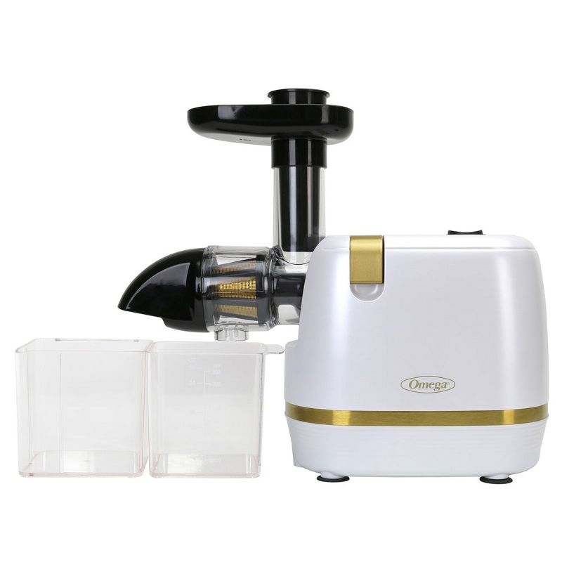 Omega Cold Press 365 Compact Masticating Horizontal Juicer, 150W Low-Speed 3-Stage Auger, in White (H3000RWH13), 3 of 9