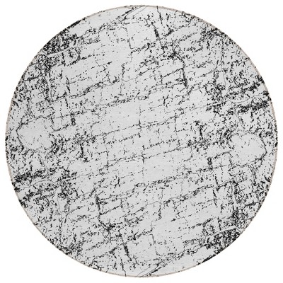 Black White And Gray Abstract Washable Indoor Outdoor Area Rug