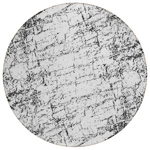 Black White And Gray Abstract Washable Indoor Outdoor Area Rug - 1 of 4