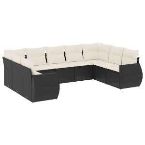 vidaXL Garden Sofa Set Black, Cream White PE rattan, powder-coated steel - 1 of 4