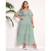 Garvee Women Plus Size V Neck Wrap Maxi Dress High Waist Ruffle Summer Casual Dress with Belt Short Sleeve - 4 of 4