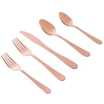 Gibson Home Stravida 20 Piece Flatware Set in Rose Gold Stainless Steel